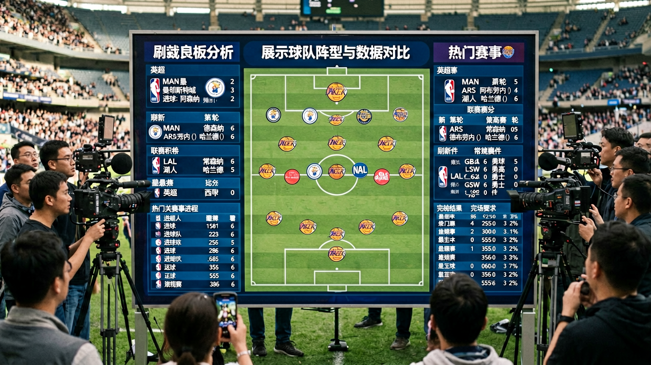 战术板分析，展示球队阵型与数据对比